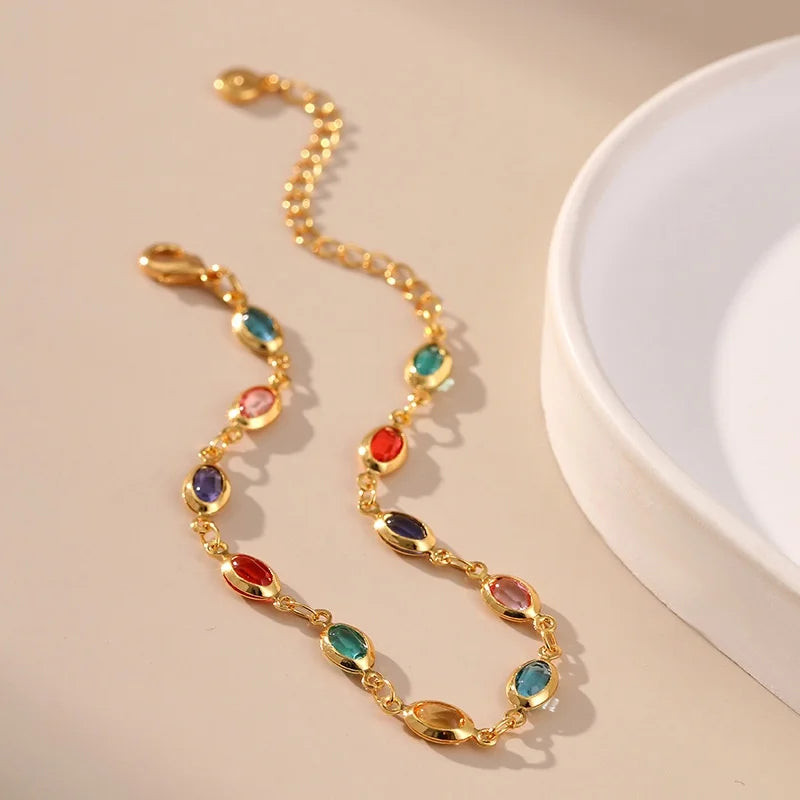 18K Gold Rhinestone Beads Bracelet - Elegant Party Jewelry