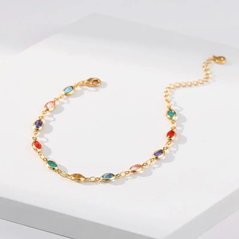 18K Gold Rhinestone Beads Bracelet - Elegant Party Jewelry