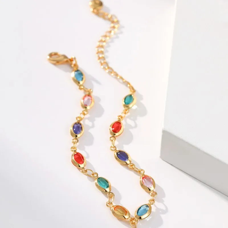 18K Gold Rhinestone Beads Bracelet - Elegant Party Jewelry