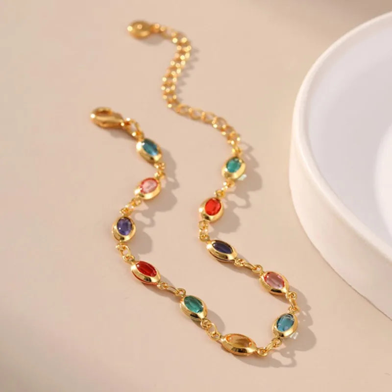 18K Gold Rhinestone Beads Bracelet - Elegant Party Jewelry