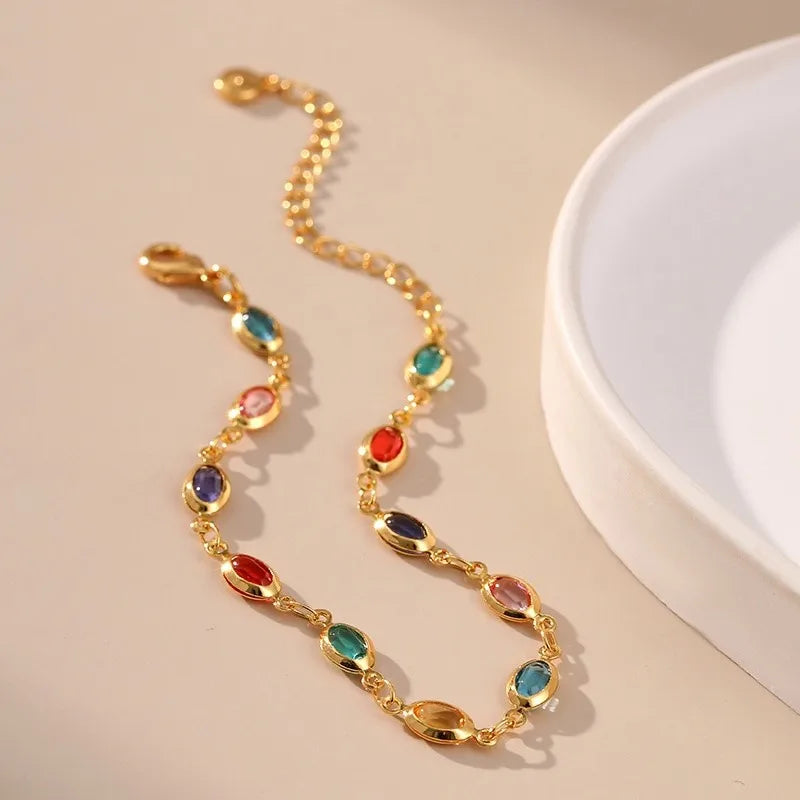 18K Gold Rhinestone Beads Bracelet - Elegant Party Jewelry