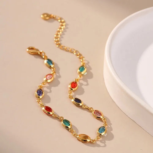 18K Gold Rhinestone Beads Bracelet - Elegant Party Jewelry