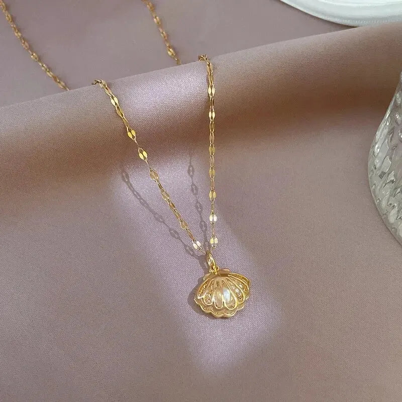Gold Starfish Pendant Necklace - Ocean Jewelry