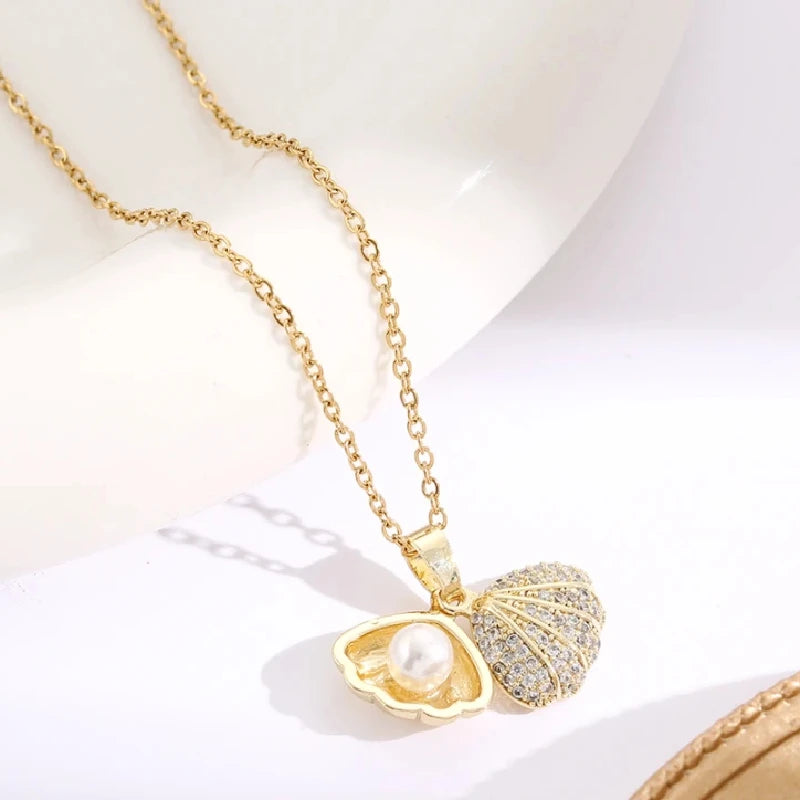 Gold Starfish Pendant Necklace - Ocean Jewelry